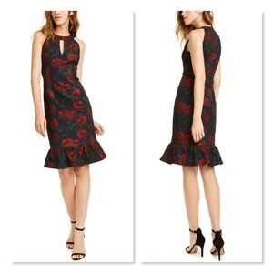 Nanette Lepore Black and Red Floral Mini Dress